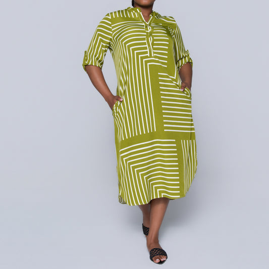 Plus Size Green Printed Tunic