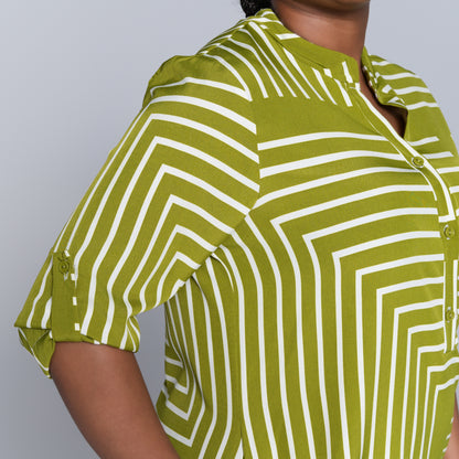 Plus Size Green Printed Tunic