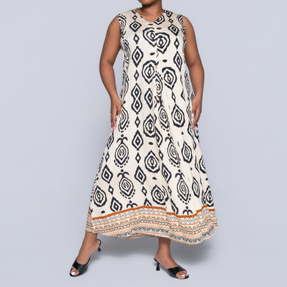 Stone Sleeveless Printed Plus Size Dress