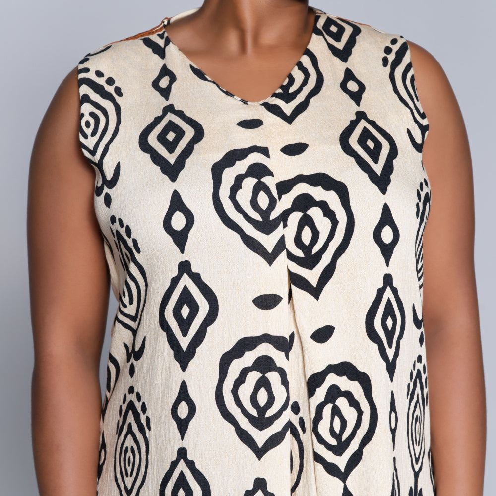 Stone Sleeveless Printed Plus Size Dress