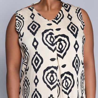 Stone Sleeveless Printed Plus Size Dress