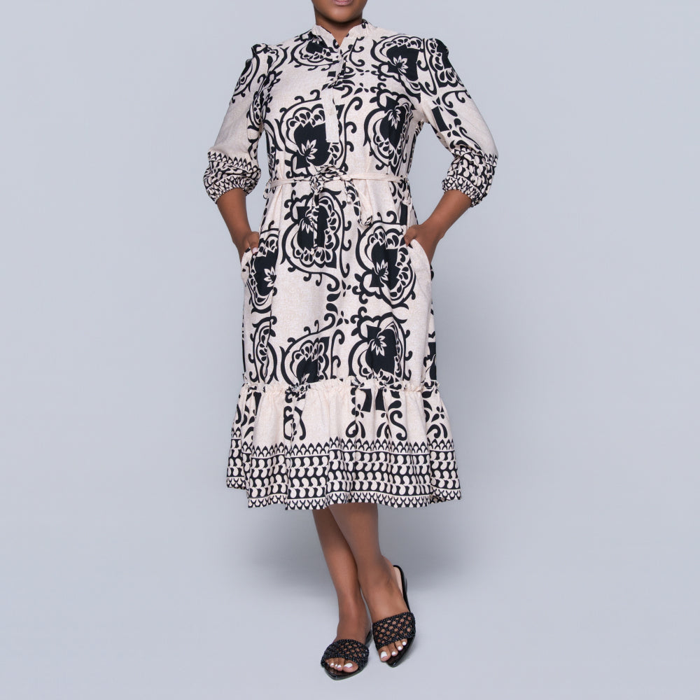 Plus Size Border Print Tunic