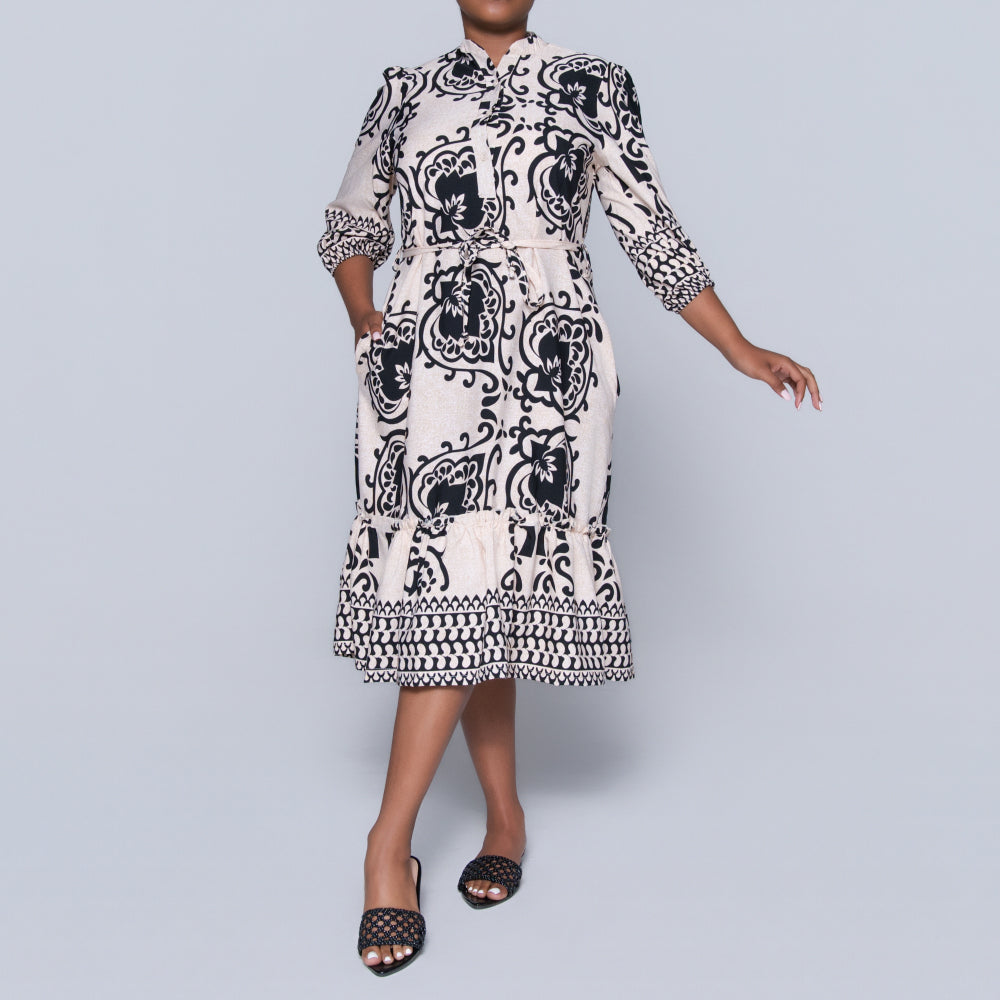 Plus Size Border Print Tunic