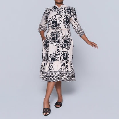 Plus Size Border Print Tunic