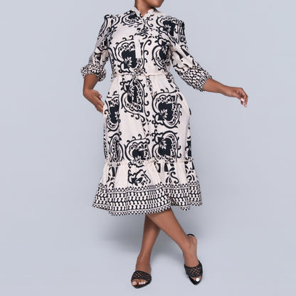 Plus Size Border Print Tunic