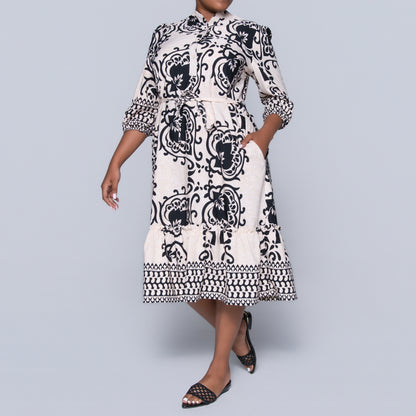 Plus Size Border Print Tunic