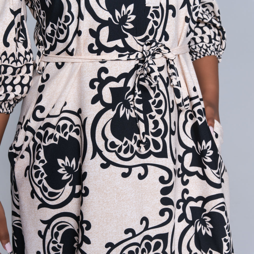 Plus Size Border Print Tunic