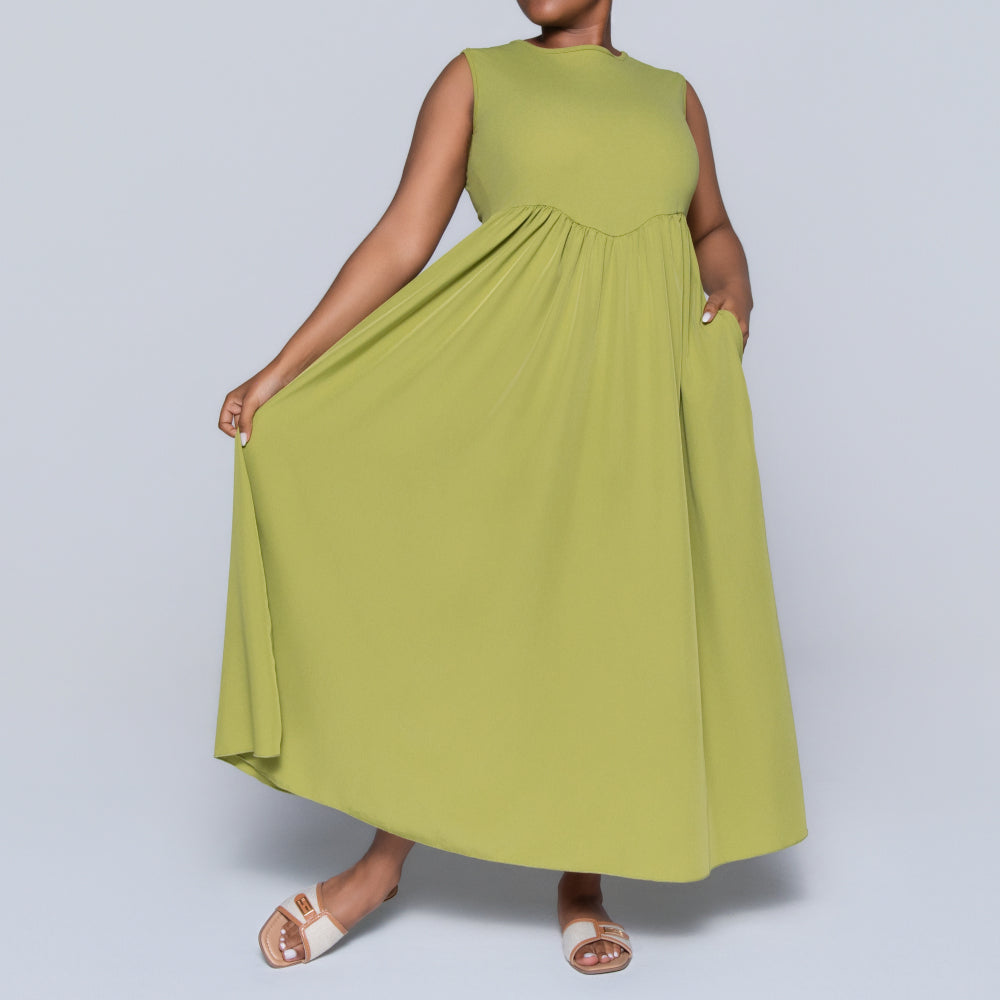 Charteuse Plus Size Sleeveless Dress