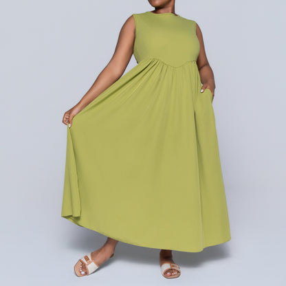 Charteuse Plus Size Sleeveless Dress