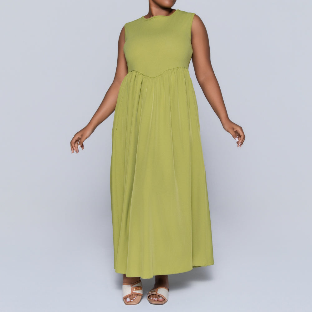 Charteuse Plus Size Sleeveless Dress