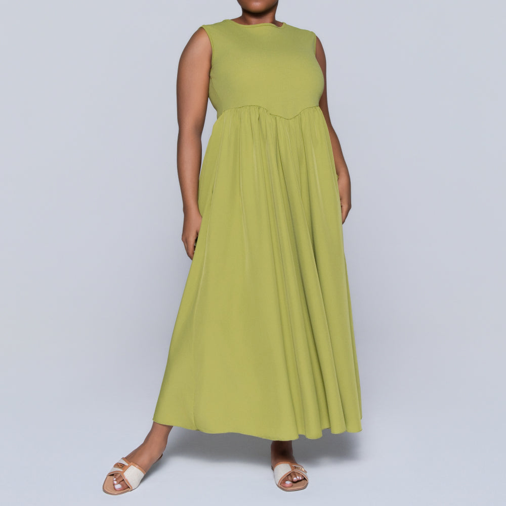 Charteuse Plus Size Sleeveless Dress