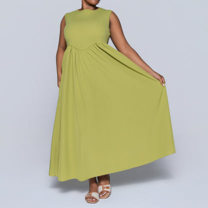 Charteuse Plus Size Sleeveless Dress
