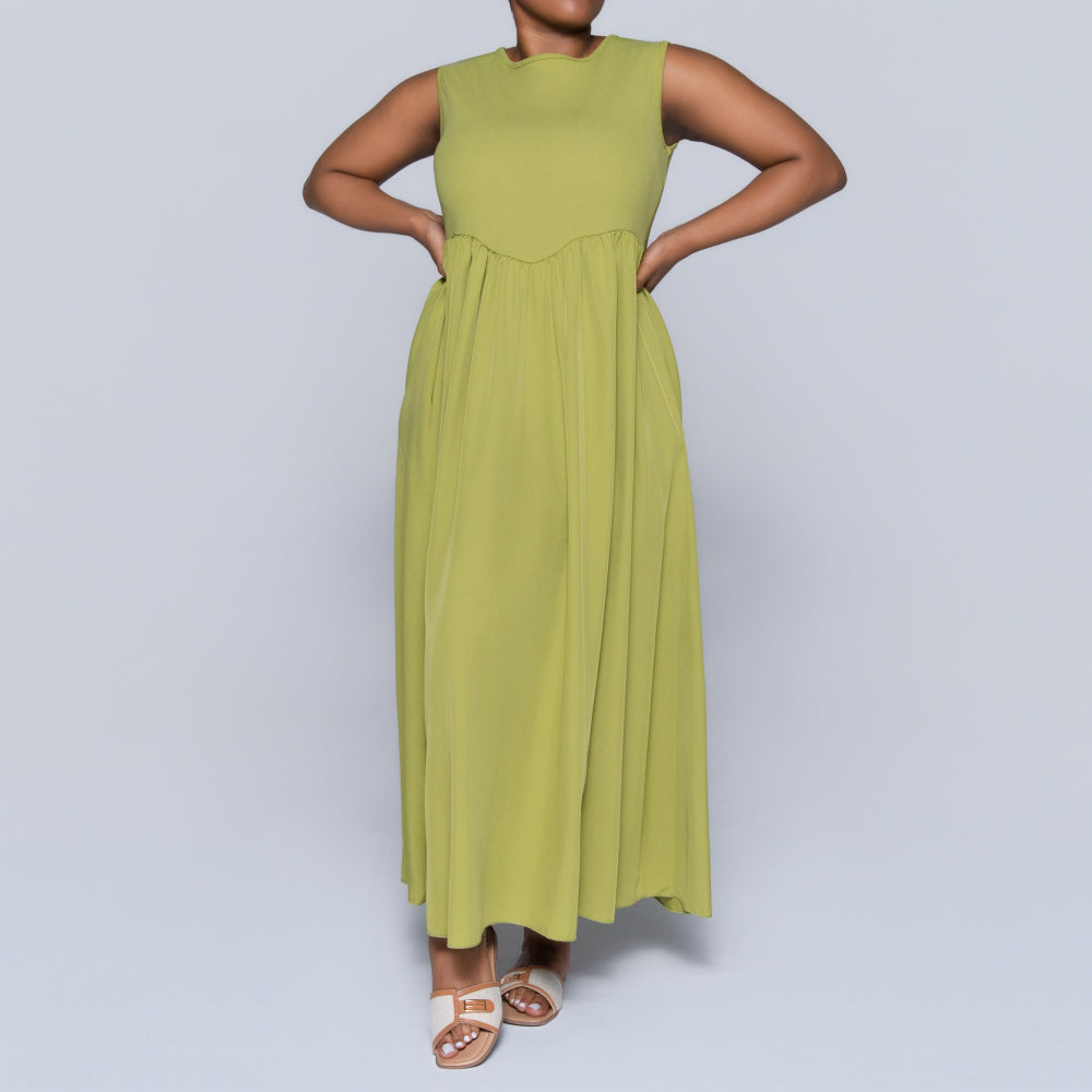 Charteuse Plus Size Sleeveless Dress