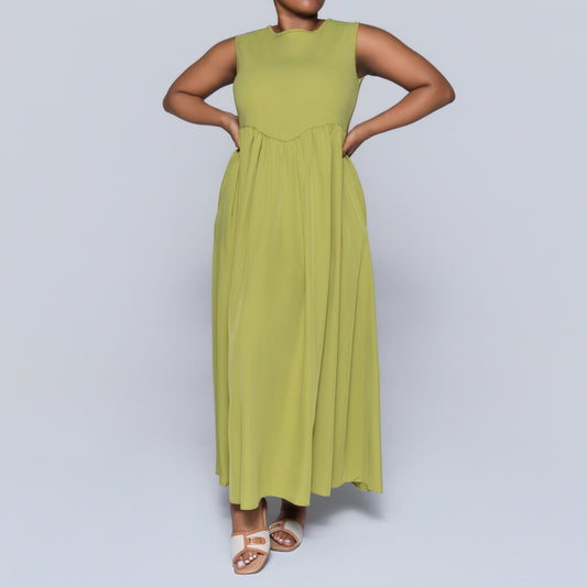 Charteuse Plus Size Sleeveless Dress