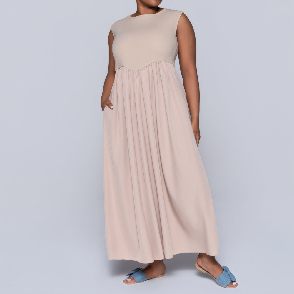 Stone Plus Size Sleeveless Dress