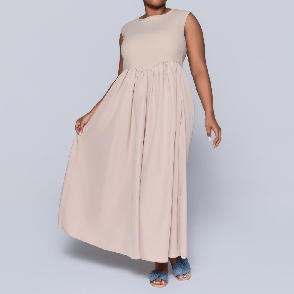 Stone Plus Size Sleeveless Dress