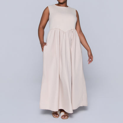 Plus Size Stone Ribbed Contrast Dress