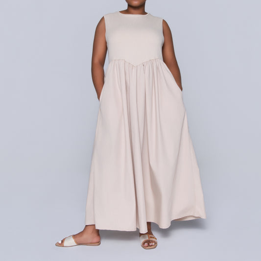 Plus Size Stone Ribbed Contrast Dress