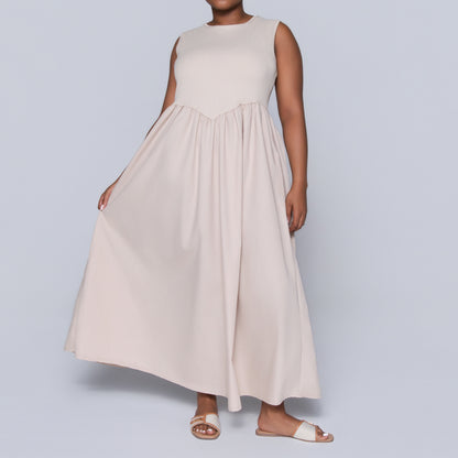 Plus Size Stone Ribbed Contrast Dress