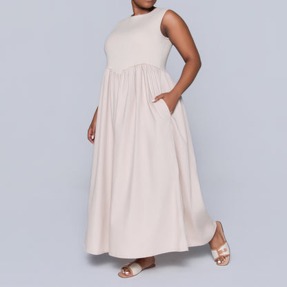 Plus Size Stone Ribbed Contrast Dress
