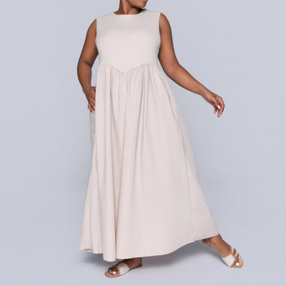 Plus Size Stone Ribbed Contrast Dress