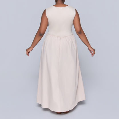 Plus Size Stone Ribbed Contrast Dress