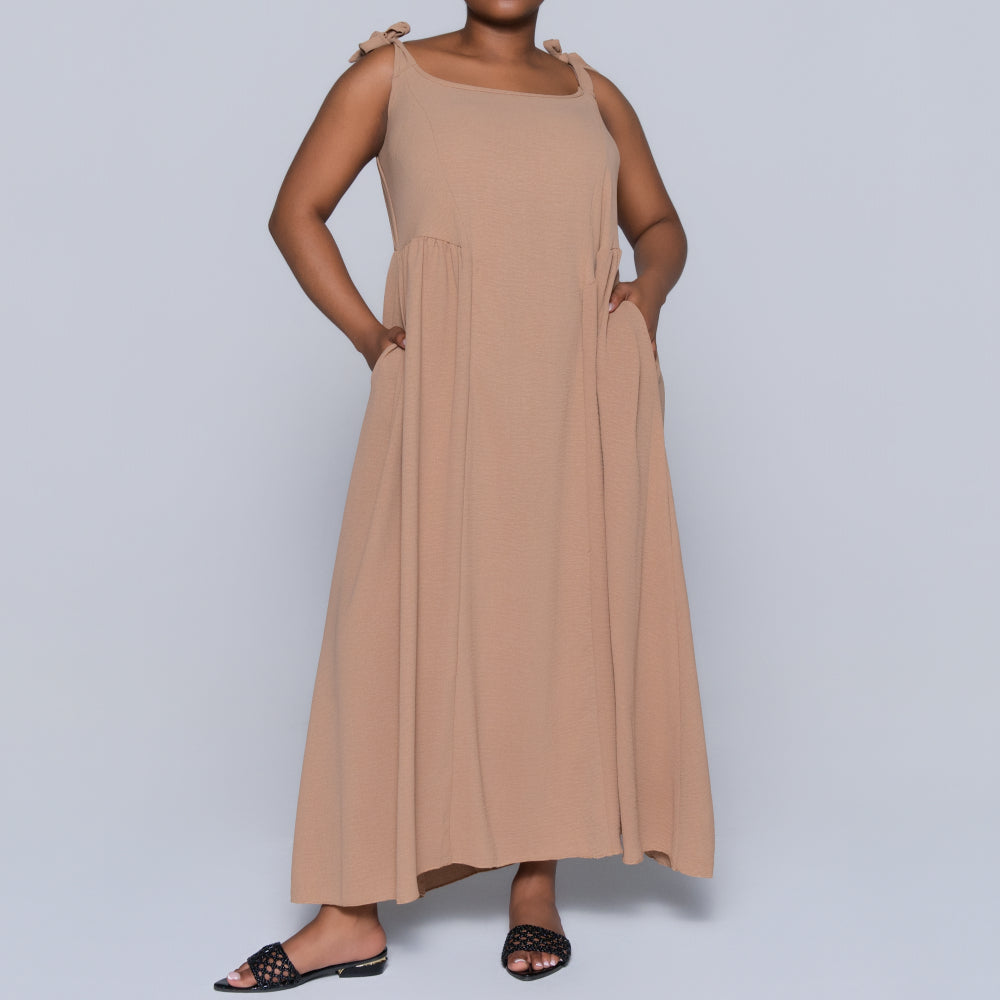 Camel Plus Size Strappy Dress