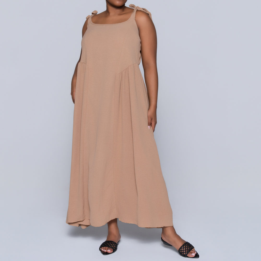 Camel Plus Size Strappy Dress