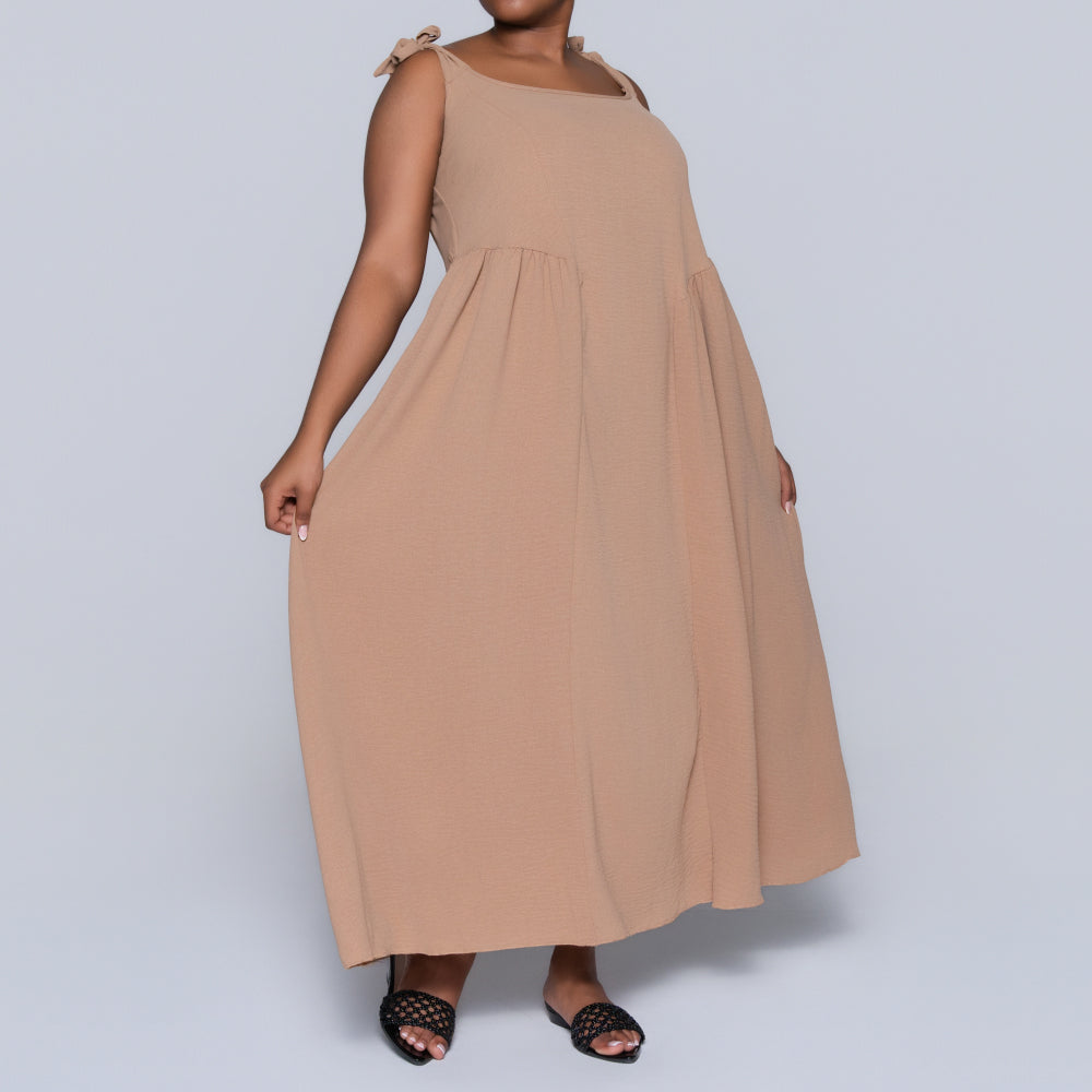 Camel Plus Size Strappy Dress