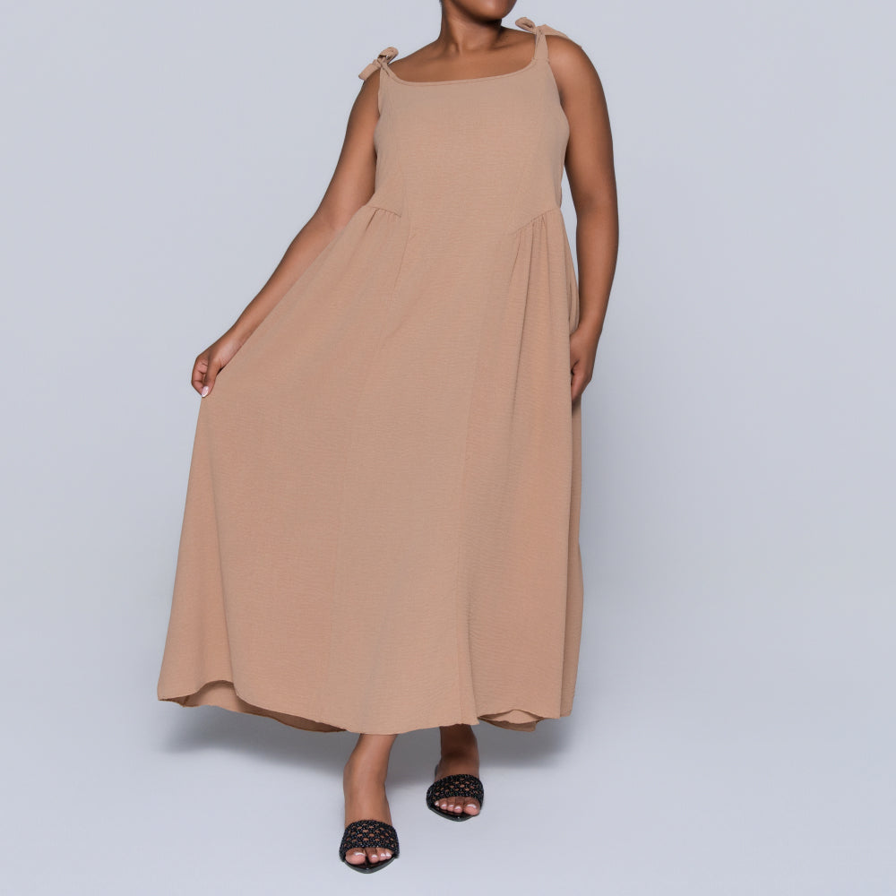 Camel Plus Size Strappy Dress
