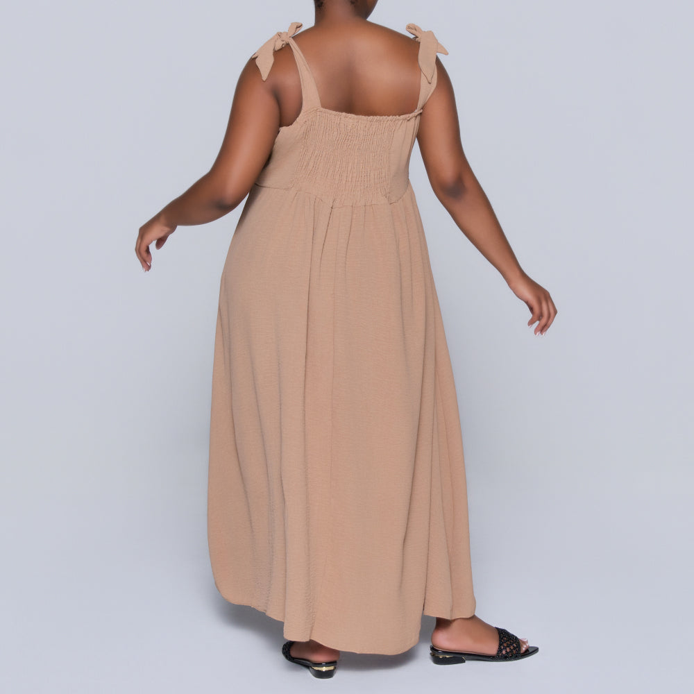 Camel Plus Size Strappy Dress