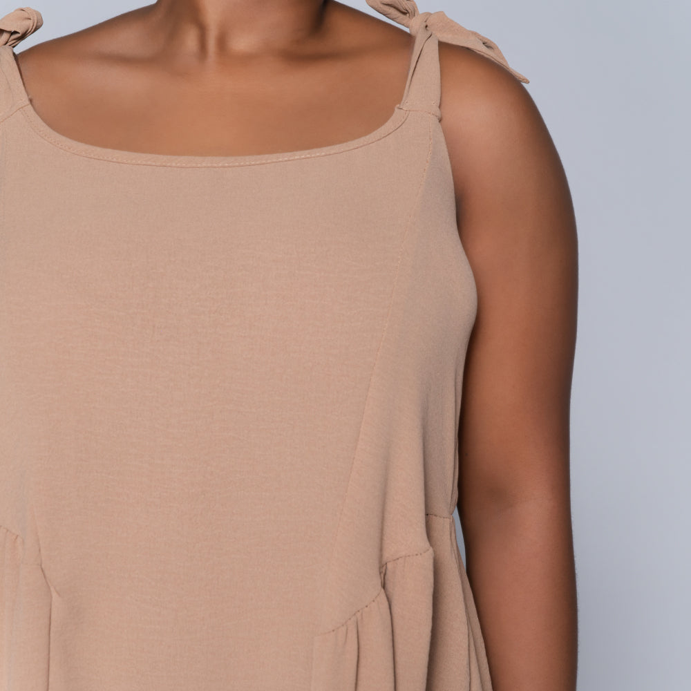 Camel Plus Size Strappy Dress