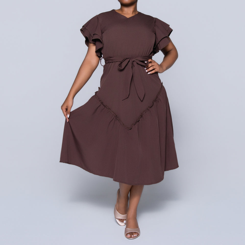 Chocolate Plus Size Tiered Dress