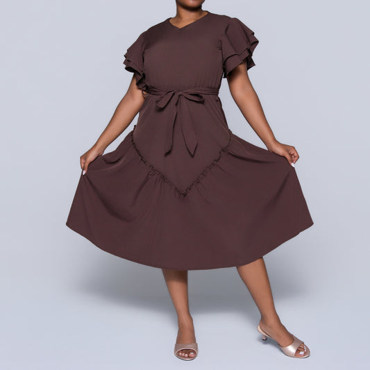 Chocolate Plus Size Tiered Dress