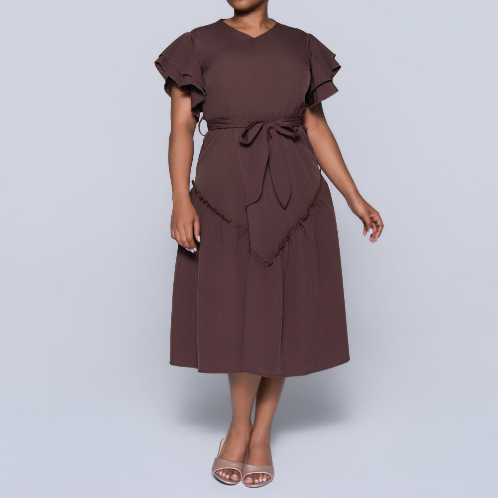Chocolate Plus Size Tiered Dress