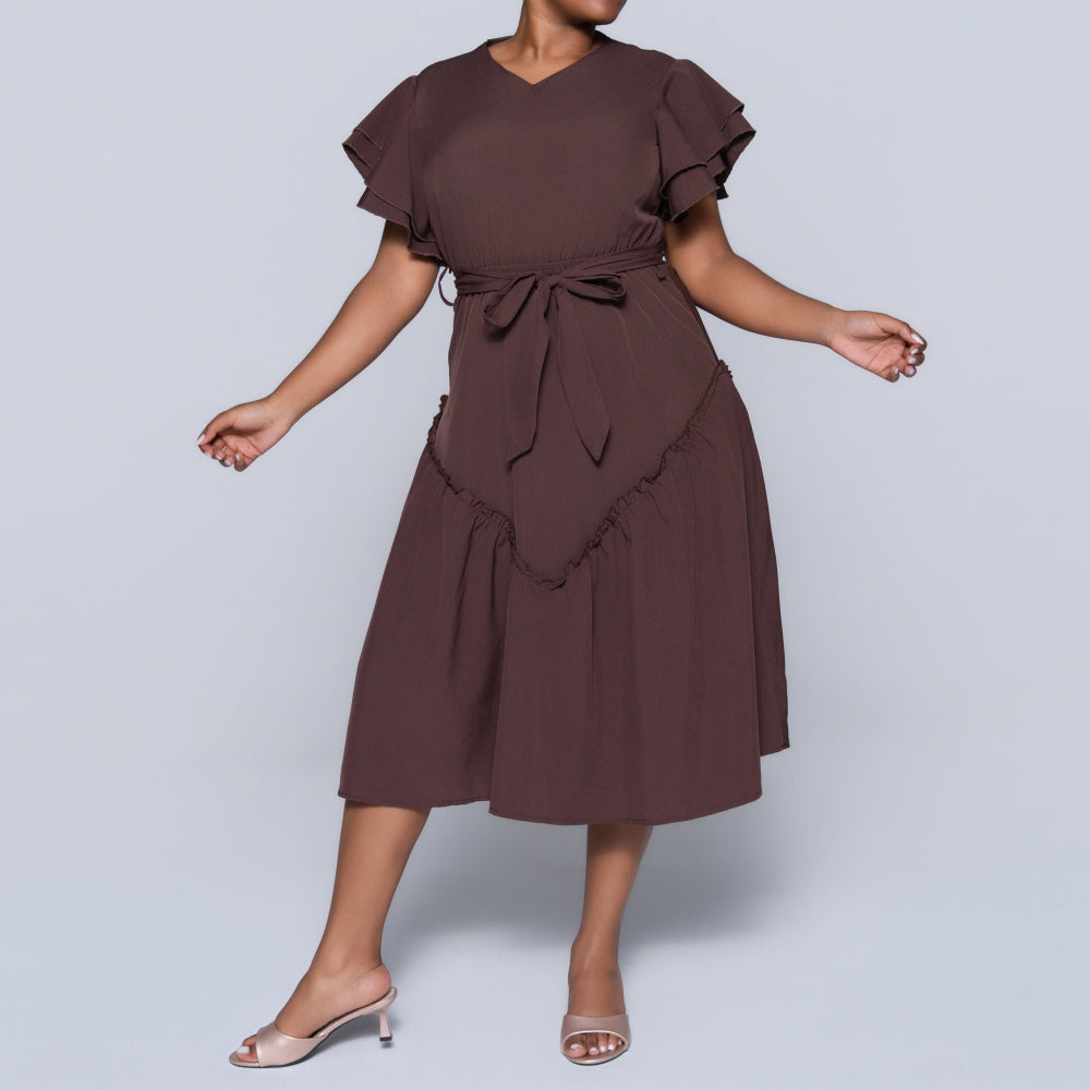 Chocolate Plus Size Tiered Dress