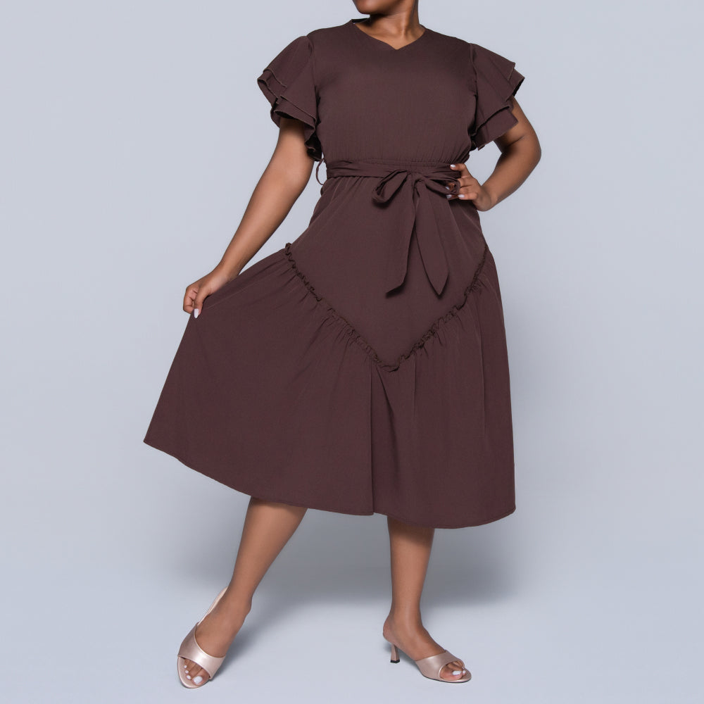 Chocolate Plus Size Tiered Dress