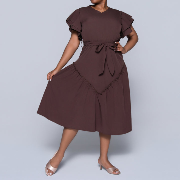 Chocolate Plus Size Tiered Dress