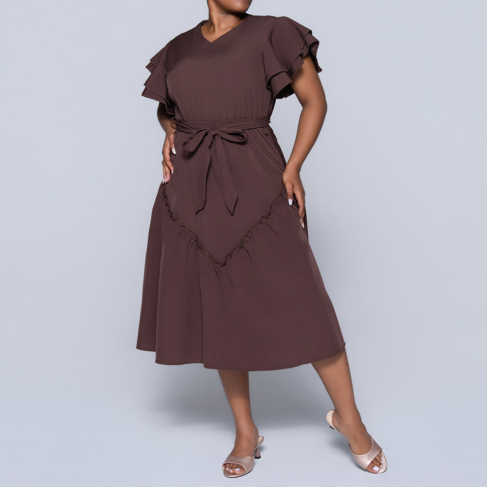 Chocolate Plus Size Tiered Dress