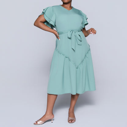 Sage Plus Size Tiered Dress