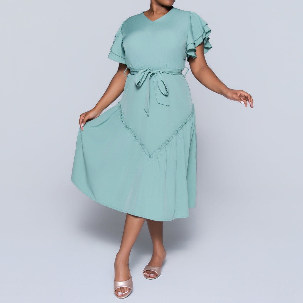 Sage Plus Size Tiered Dress