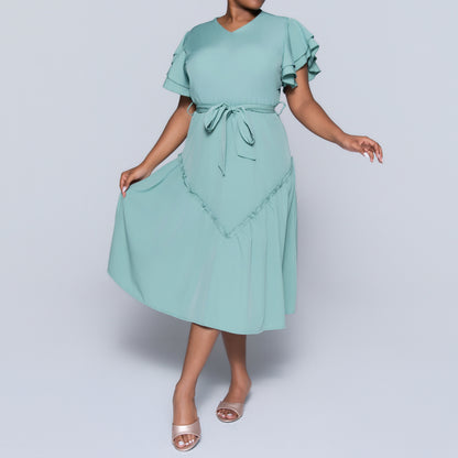 Sage Plus Size Tiered Dress