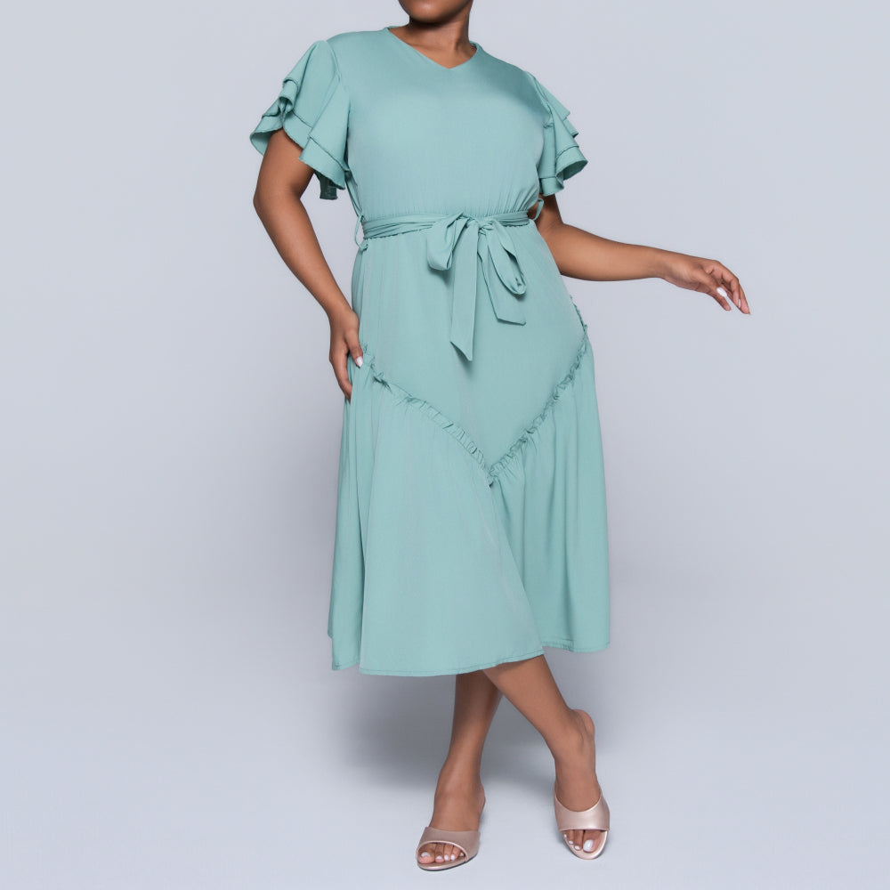 Sage Plus Size Tiered Dress