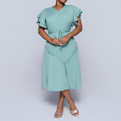Sage Plus Size Tiered Dress