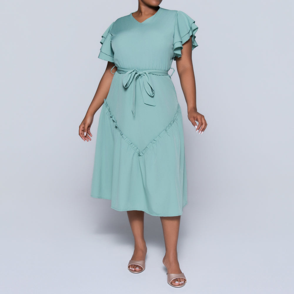 Sage Plus Size Tiered Dress