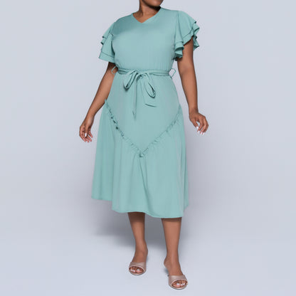 Sage Plus Size Tiered Dress