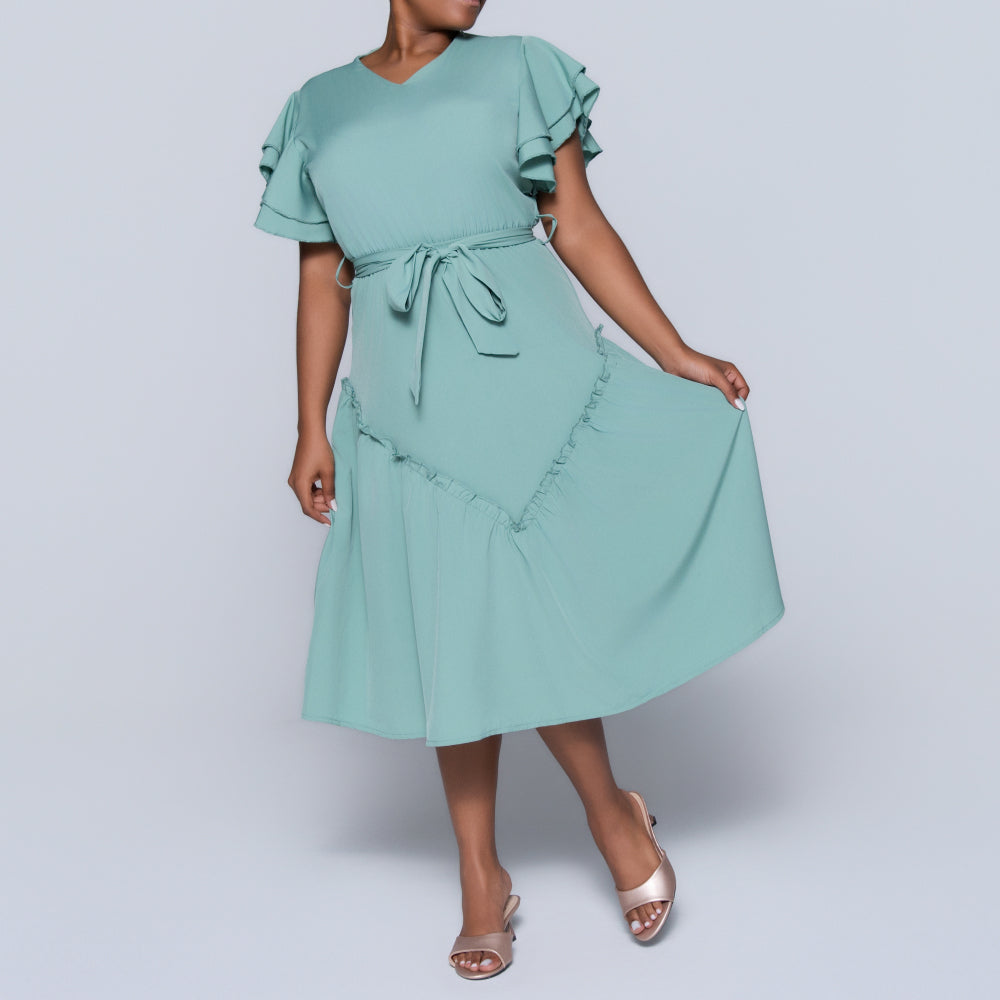 Sage Plus Size Tiered Dress