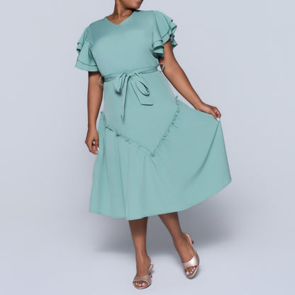 Sage Plus Size Tiered Dress