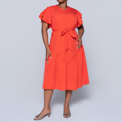 Terracotta Plus Size Tiered Dress