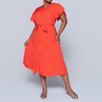 Terracotta Plus Size Tiered Dress